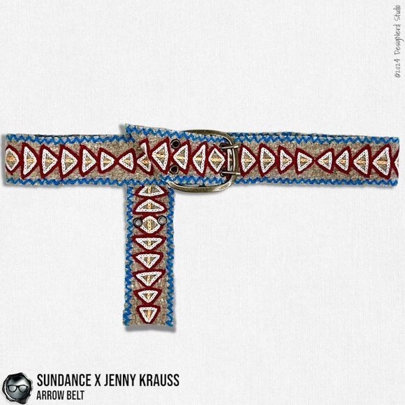 SUNDANCE X JENNY KRAUSS EMBROIDERED WOOL ARROW BELT VINTAGE 2015 HANDMADE M/L - Picture 3 of 12